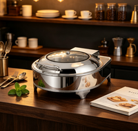 Conception de logo personnalisé économique en acier inoxydable grand ensemble de chauffe-plats buffet avec plats en verre