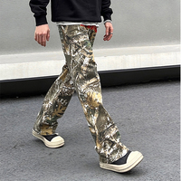LILUO Hommes High Street Serviette Broderie Lettre Hommes Jean Pantalon Patch Travail Poches Oversize Loose Denim Pantalon