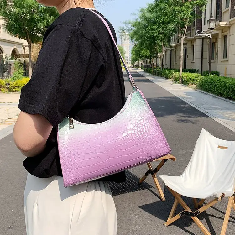 Fashion Exquisite Shopping Bag Retro Casual Women Totes Shoulder Bags Female Leather Gradient Color Chain Handbag for Women