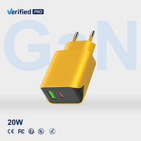 Chargeur USB-A+C double port TKT Turmeric 20W, PD 20W QC3.0, charge rapide pour iPhone Android, compatible prise EU US, appareil photo