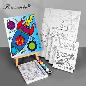 Panwenbo bán buôn 15x15cm thiết kế khác nhau trẻ em <span class=keywords><strong>Canvas</strong></span> Painting Set Pre in <span class=keywords><strong>Canvas</strong></span> để sơn cho trẻ em - Product Image 2