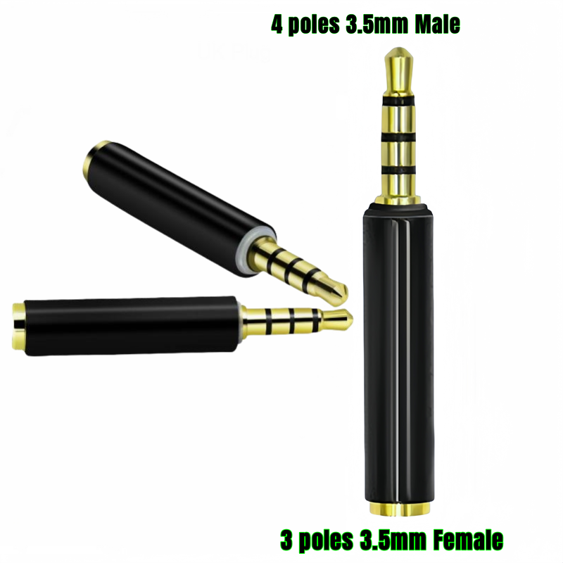 3.5mm 4 Pole Male to 3 Pole Female Black