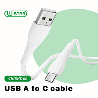Câble USB Type-C WISTAR de haute qualité à charge rapide, compatible avec les téléphones mobiles et les ordinateurs, avec gaine en nylon et blindage, vente en gros, Micro-USB C-C