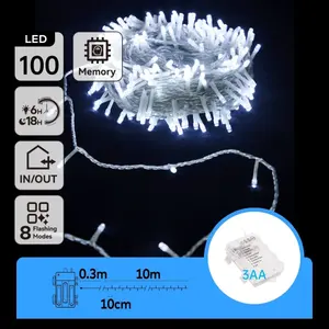 Guirnalda de luces LED planas con pilas 3AA, color blanco frío, 10m, ideal para decorar eventos y crear ambientes acogedores. - Product Image 3