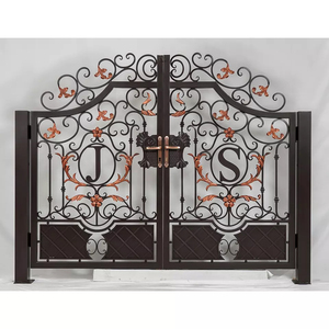 Kits d'art décoratif Antique de luxe, double porte pivotante en <span class=keywords><strong>fer</strong></span> <span class=keywords><strong>forgé</strong></span> pour allée - Product Image 1