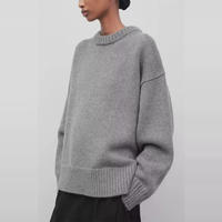 Ensemble coordonné en tricot complet, pull ample à épaules tombantes, écharpe et pantalon assortis, 100% cachemire, costume pour femme