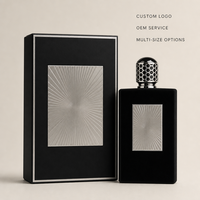 Flacon de parfum en verre vide rechargeable de luxe 100 ml, velours noir avec capuchon argenté gravé, style arabe, vente en gros, logo personnalisé