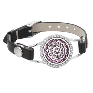 Bracelet en cuir avec pendentif aromathérapie en acier inoxydable - Product Image 1
