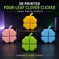 Porte-clés trèfle à quatre feuilles imprimé en 3D, accessoire anti-stress en PLA avec anneau porte-clés