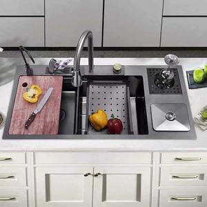 <span class=keywords><strong>อ่าง</strong></span><span class=keywords><strong>ล้าง</strong></span><span class=keywords><strong>จาน</strong></span>สเตนเลสเดี่ยวทำมือดีไซน์ทันสมัยพร้อมก๊อกน้ำอัจฉริยะและสองรู - Product Image 4