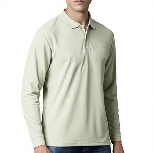 Polo de Punto de Manga Larga para Hombre, Color Sólido, Estilo Casual, Verde Claro, Corte Regular - Product Image 4