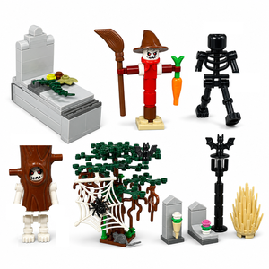 Halloween-Grabplatz MOC Bausteine: Geister, Kürbisse, Fledermäuse, Grabsteine, Spinnen, Schlangen – Diorama-Mixbestellung verfügbar - Product Image 2