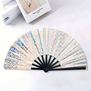 Regalos de Verano, Abanicos Plegables de Plástico Satinado Personalizados de 33 cm con Diseño de Música Rave Arcoíris y Logotipo Personalizado - Product Image 5