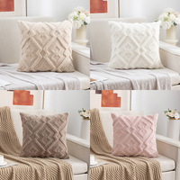 Coussin de soutien lombaire moderne et simple en peluche tissée, avec fermeture éclair, personnalisable, pour bureau et canapé, motif brodé carré sur toile