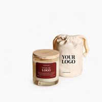Bougies en verre blanc givré faites à la main de luxe avec logo personnalisé, contenants pour huiles essentielles naturelles, 6oz-15oz, emballage en boîte avec couvercle en bambou