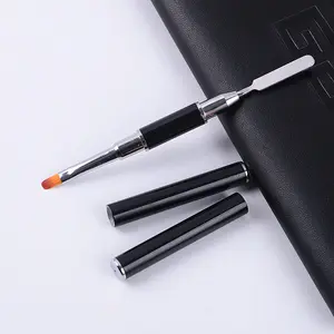Çift amaçlı kristal uzatma tutkal karıştırma için özel kalem çift başlı Metal Spatula aracı jel boyalar tırnak fırçası tutkal kalem