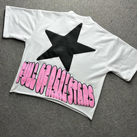 T-shirt Streetwear personnalisé à ourlet brut 260GSM Tissu tricoté à imprimé DTG fissuré 100% coton