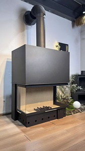 <span class=keywords><strong>Chimenea</strong></span> Moderna de Leña de 3 Lados con <span class=keywords><strong>Puerta</strong></span> Corredera de Acero, <span class=keywords><strong>Chimenea</strong></span> Empotrada para Interiores, para Sala de Estar, Hotel, Villa - Product Image 4
