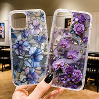 Coque de téléphone rigide transparente magnétique avec impression UV florale semi-perméable pour iPhone 18 Pro Max 17