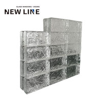 Briques de verre texturées à effet écailleux, blocs décoratifs, briques de verre à fusion à chaud, vente en gros, verre de construction transparent solide pour cloison