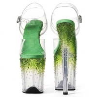 Chaussures de pole dance OEM 8 pouces à plateforme transparente avec strass dégradés, talons en PVC transparent pour performance scénique