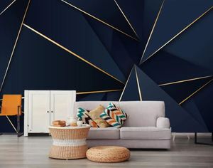 Hermoso papel de pared personalizado con estilo líneas abstractas azules - Product Image 5
