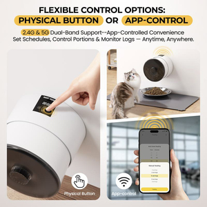 Thông minh treo tường vật nuôi trung chuyển tự động mèo con chó thực phẩm Dispenser với bộ đếm thời gian ứng dụng điều khiển điện kép AAA pin Adapter hỗ trợ - Product Image 3