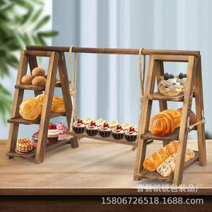 Wooden Multi Tier Tray <b>Shelf</b> 3 Layers <b>Freestanding</b> Desktop Organization Display Rack - Product Image 3