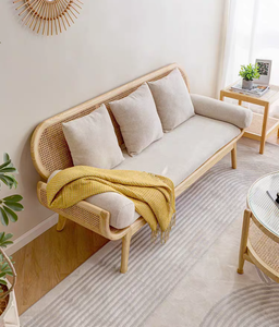 बहुत अच्छी गुणवत्ता वाले आधुनिक फर्नीचर सोफे सेशनल तीन सीट हस्तनिर्मित रतन ठोस लकड़ी की दुकान इनडोर लिविंग रूम सोफा - Product Image 3