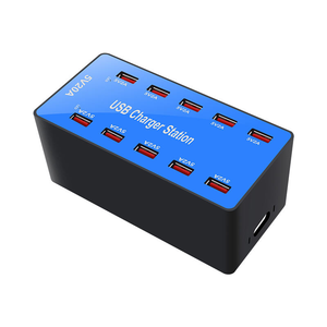 Cargador de Teléfono Inteligente USB de 10 Puertos, 100W, Color Azul y Negro, Estación de Carga USB de 5V <span class=keywords><strong>20A</strong></span> para Múltiples Dispositivos con Cables de CA - Product Image 1