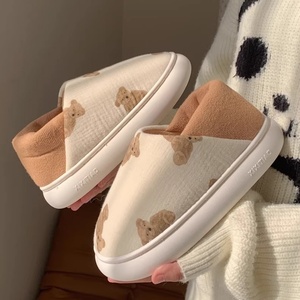XIXITIAO 2026 Pantuflas para Mujer, Lindas Pantuflas de Algodón con Estampado de Oso, Suela Suave Antideslizante de <span class=keywords><strong>EVA</strong></span>, Pantuflas Casuales de Interior para Primavera - Product Image 1