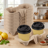 Plateau jetable biodégradable en fibre de papier pour gobelets à café à emporter, personnalisable OEM/ODM avec logo