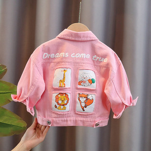 Date Enfants Bébé Petites Filles Outwear Rose Jean Denim Manteaux Enfants Casual Denim Animal Imprimer <span class=keywords><strong>Veste</strong></span> Enfants Vêtements En Gros - Product Image 2