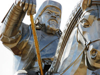 Grande statue de guerrier mongol antique en bronze traditionnel pour la décoration de jardin extérieur