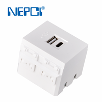 Module de charge d'alimentation USB + type C 100-240V PD/QC 18W, prise de couverture de panneau de façade de montage mural XJY-USB-A50B