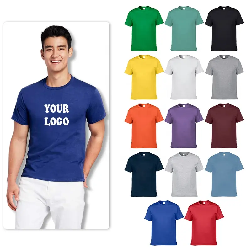 Toptan boş T Shirt özel % 100% pamuklu tişört baskı logosu erkek düz t Shirt baskılı beyaz siyah T Shirt