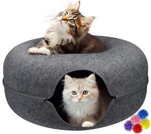 Prix de gros Tunnel amovible Nid pour chat en feutre Lit pour chat Maison drôle Grotte pour chat Intérieur adapté à toutes les saisons - Product Image 1