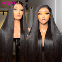 Perruque en cheveux humains naturels vierges bruts avec dentelle transparente, perruque en cheveux vierges bruts non traités, perruque 100% cheveux vietnamiens bruts