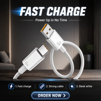 Kabel Charger HP Tipe C 2M 6A, Kabel USB-C Transfer Data Pengisian Daya Super Cepat untuk Samsung Huawei Android