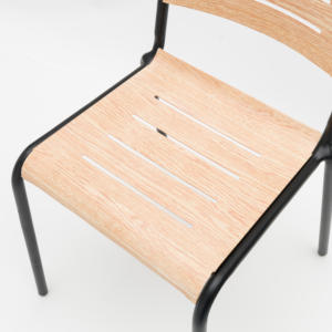 Venta caliente muebles <span class=keywords><strong>al</strong></span> aire libre SILLA DE Patio para evento respaldo alto Metal acero madera <span class=keywords><strong>grano</strong></span> efecto marco comedor café <span class=keywords><strong>restaurante</strong></span> silla - Product Image 5