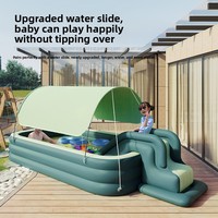 Automatischer aufblasbarer Kinderpool mit Überdachung und Rutsche, großes Hüpfburg-Spielhaus, verdickter Sonnenschutz aus PVC-Zubehör