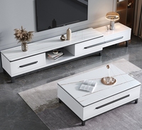 Table basse meuble TV combinaison moderne lumière luxe petit appartement meuble TV télescopique