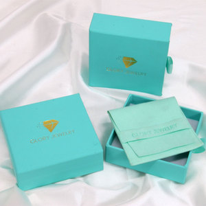 Scatola Regalo per <span class=keywords><strong>Gioielli</strong></span> in Carta Blu Tiff, Confezione Personalizzata per Fornitori, Piccola Scatola in Cartone per Imballaggio <span class=keywords><strong>Gioielli</strong></span> - Product Image 3