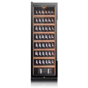 Venda quente sapele prateleira de madeira exibir vinho refrigerador e compressor poderoso refrigerador para venda