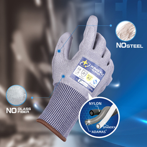 ADAMAS Ansi Guantes de trabajo a prueba de cortes Hombres Anti corte Gris Alto rendimiento En388 Guantes resistentes a cortes recubiertos de <span class=keywords><strong>PU</strong></span> - Product Image 3