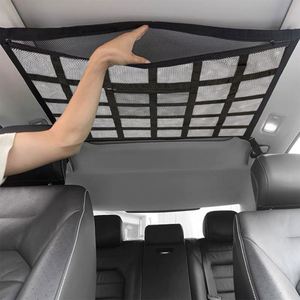 Sac de rangement élastique en filet noir pour coffre de voiture, support de chargement en maille, pochette de rangement pour voiture, filet de plafond en maille - Product Image 4