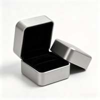 Boîte à bijoux en aluminium brossé mat de qualité supérieure, avec couvercle à friction, doublée de velours, coffret cadeau