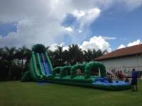 Grand toboggan aquatique gonflable vert avec piscine, toboggan aquatique commercial pour adultes et enfants