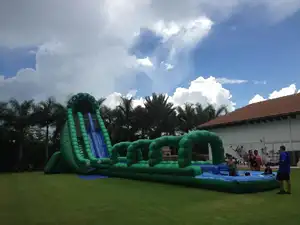 Green Large Inflatable Water Slide With Pool Commercial Waterslide For Adults And Kids