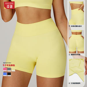 Pantalones Cortos de Yoga de Cintura Alta para Mujer Disko Sport, Pantalones Deportivos Acanalados Sin Costuras con Efecto Levanta Glúteos, Verano 2025 4513 - Product Image 1